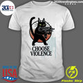 Black Cat And Gun Choose Violence Cartoon Shirt