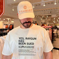 Yes raygun has been sued but not for something spicey like defamation shirt