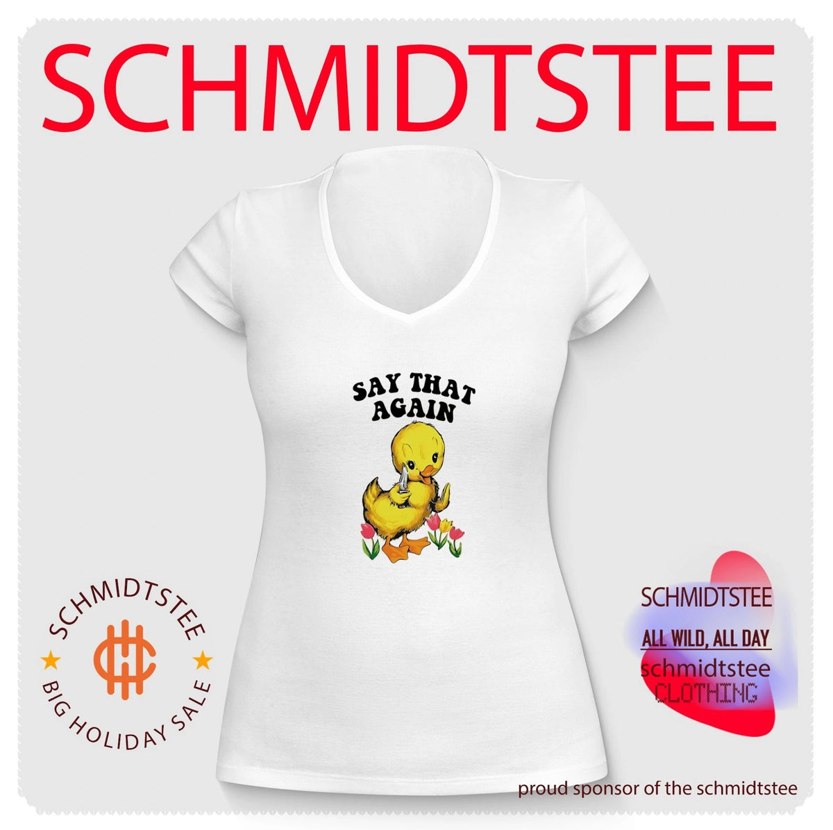 Say that again cartoon duck holding knife shirt