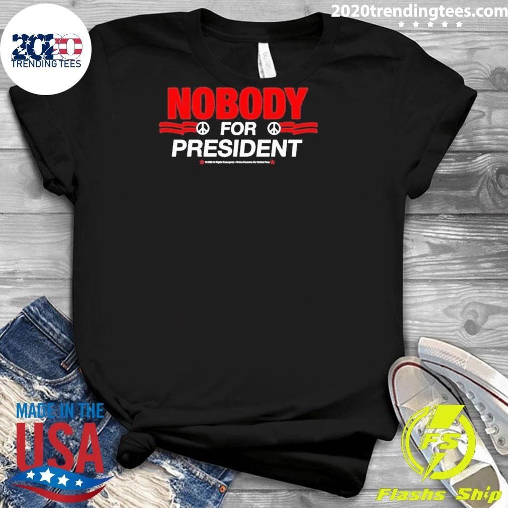 Political Satirical Protest Nobody For President Red And White Print Shirt