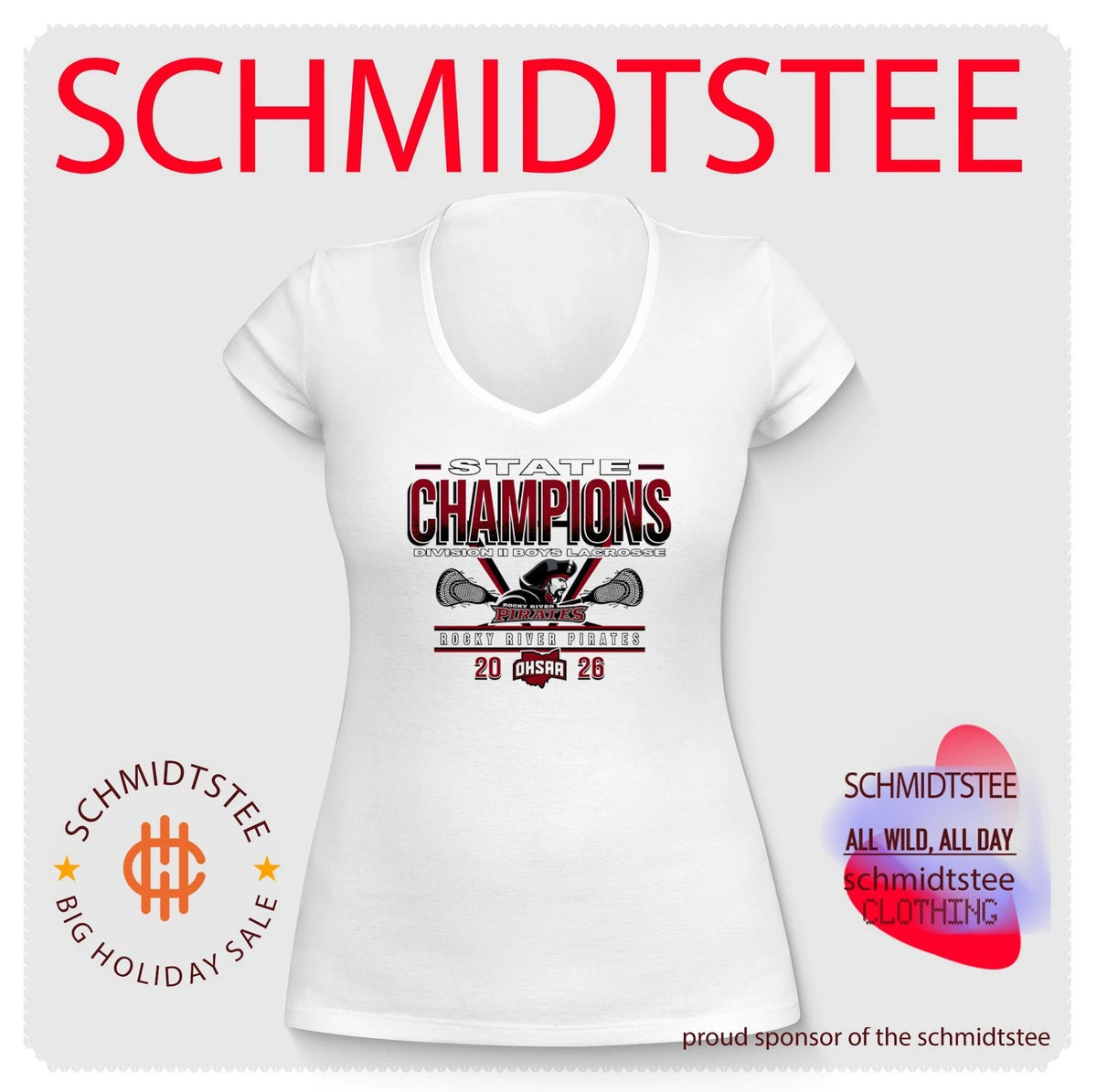 Rocky River Pirates 2026 OHSAA Boys Lacrosse D2 State Champions shirt