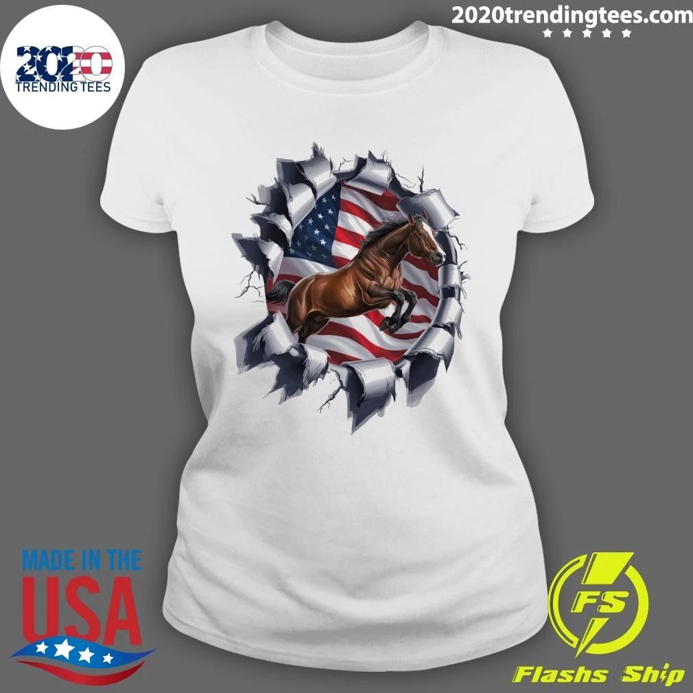 Horse with USA Flag Shirt
