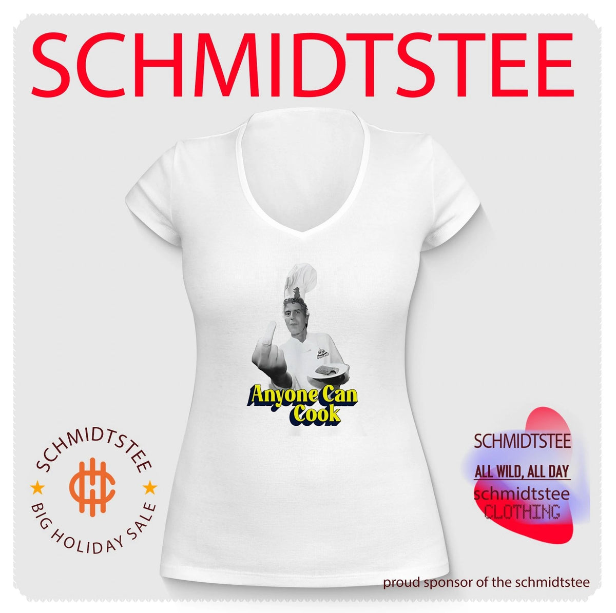 Chef Anthony Bourdain anyone can cook middle finger shirt