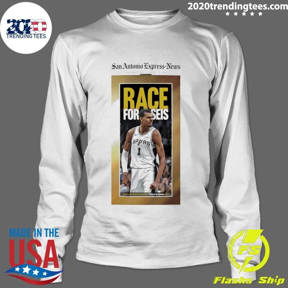 Wembanyama San Antonio Spurs Express News Basketball Race For Seis Shirt