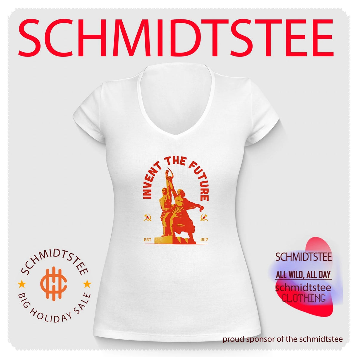 Invent the future est 1917 statue illustrated shirt