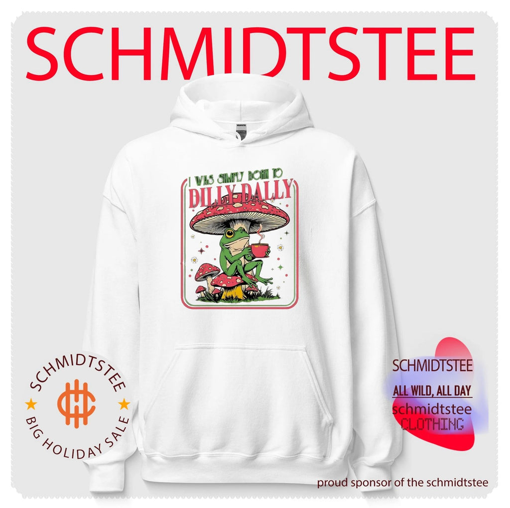 I was simply born to dilly dally cartoon frog sitting on mushroom shirt