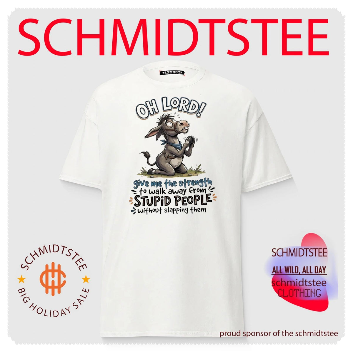 Oh Lord give me the strength to walk away from stupid people cartoon donkey shirt