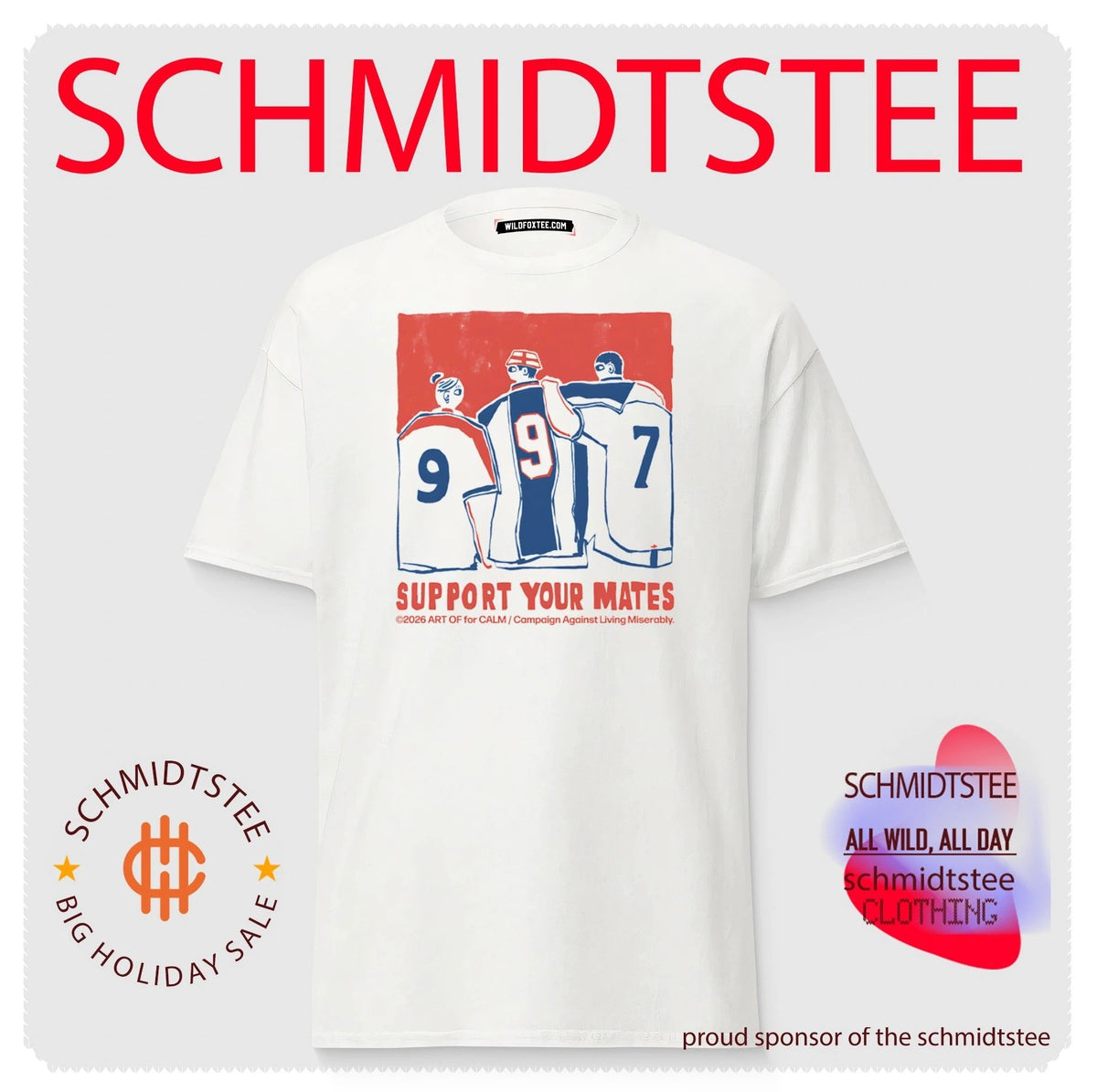 CALM Campaign Against Living Miserably Support Your Mates England Football shirt
