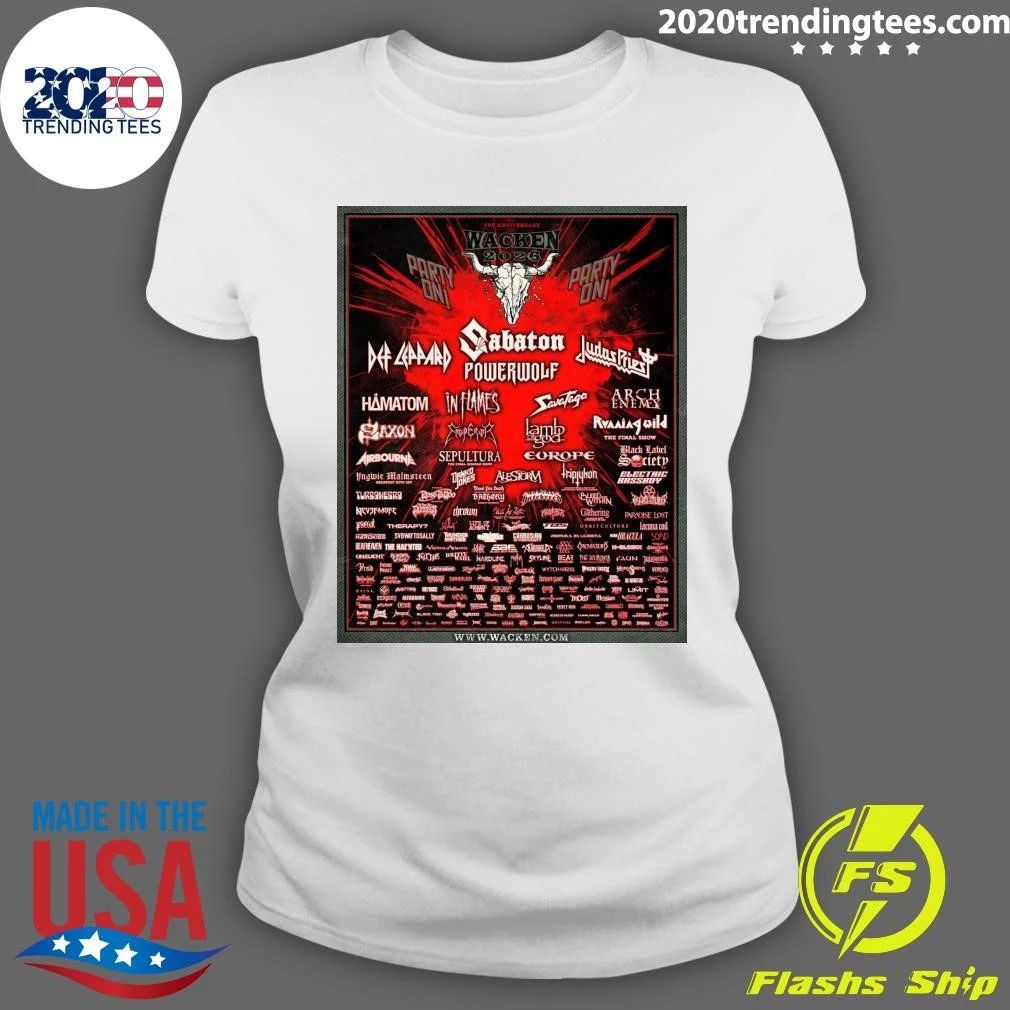Wacken Open Air 2026 Festival The Anniversary Full Lineup In Wacken Germany From July 29 To August 1 2026 Shirt