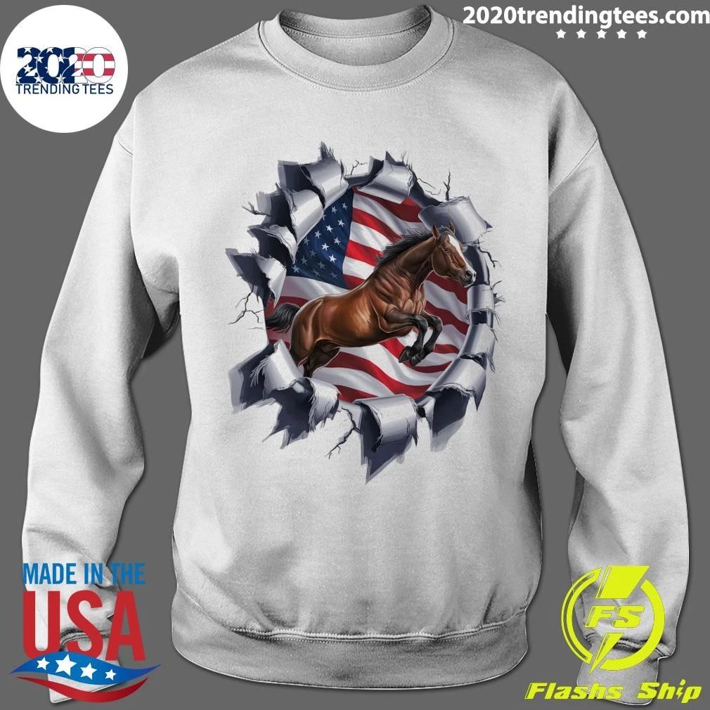 Horse with USA Flag Shirt