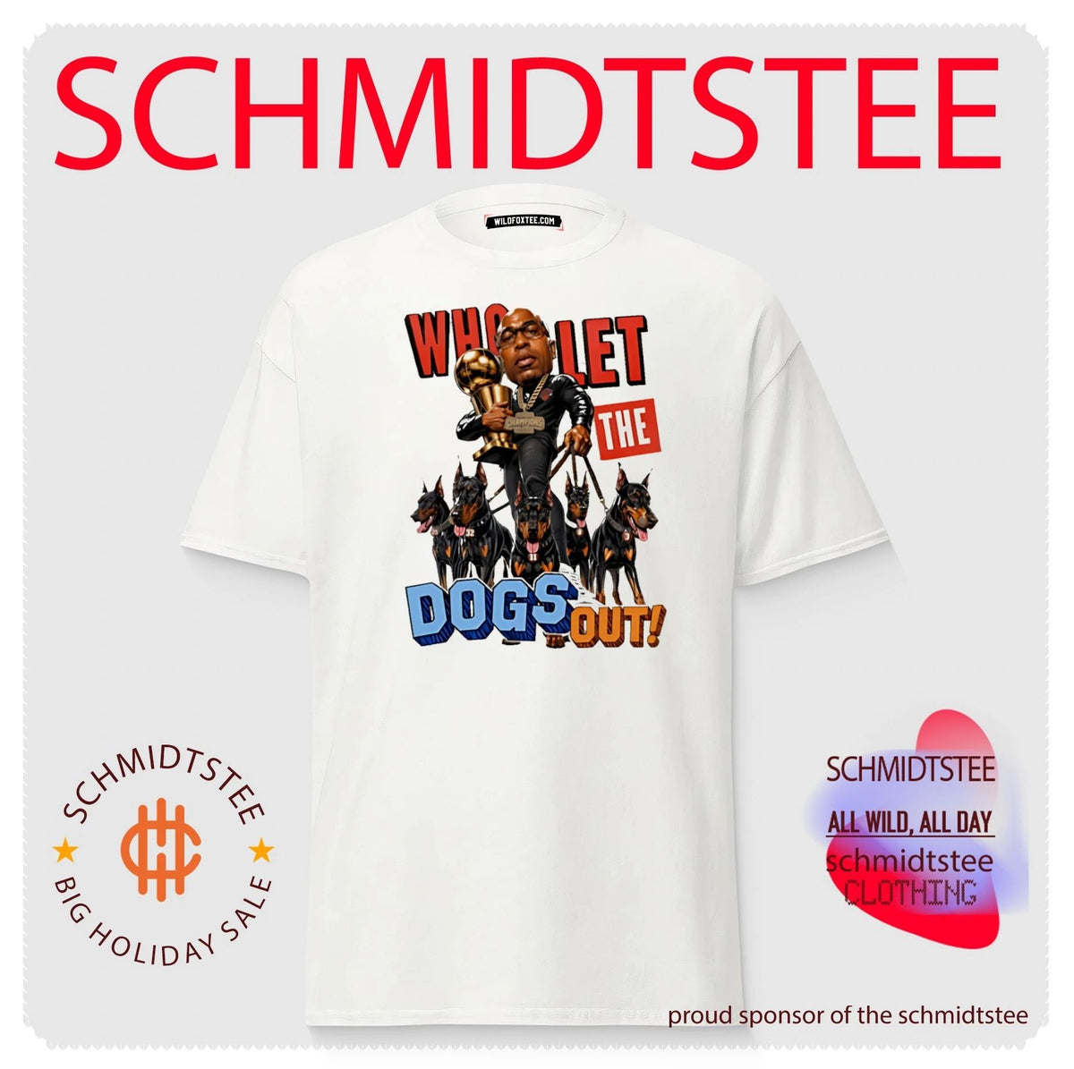 Who let the dogs out Doberman Pinschers caricature shirt