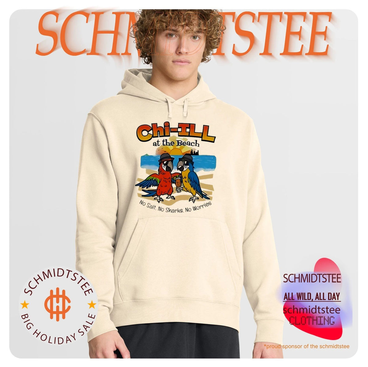 Parrots Chil-Ill at the Beach illustration shirt