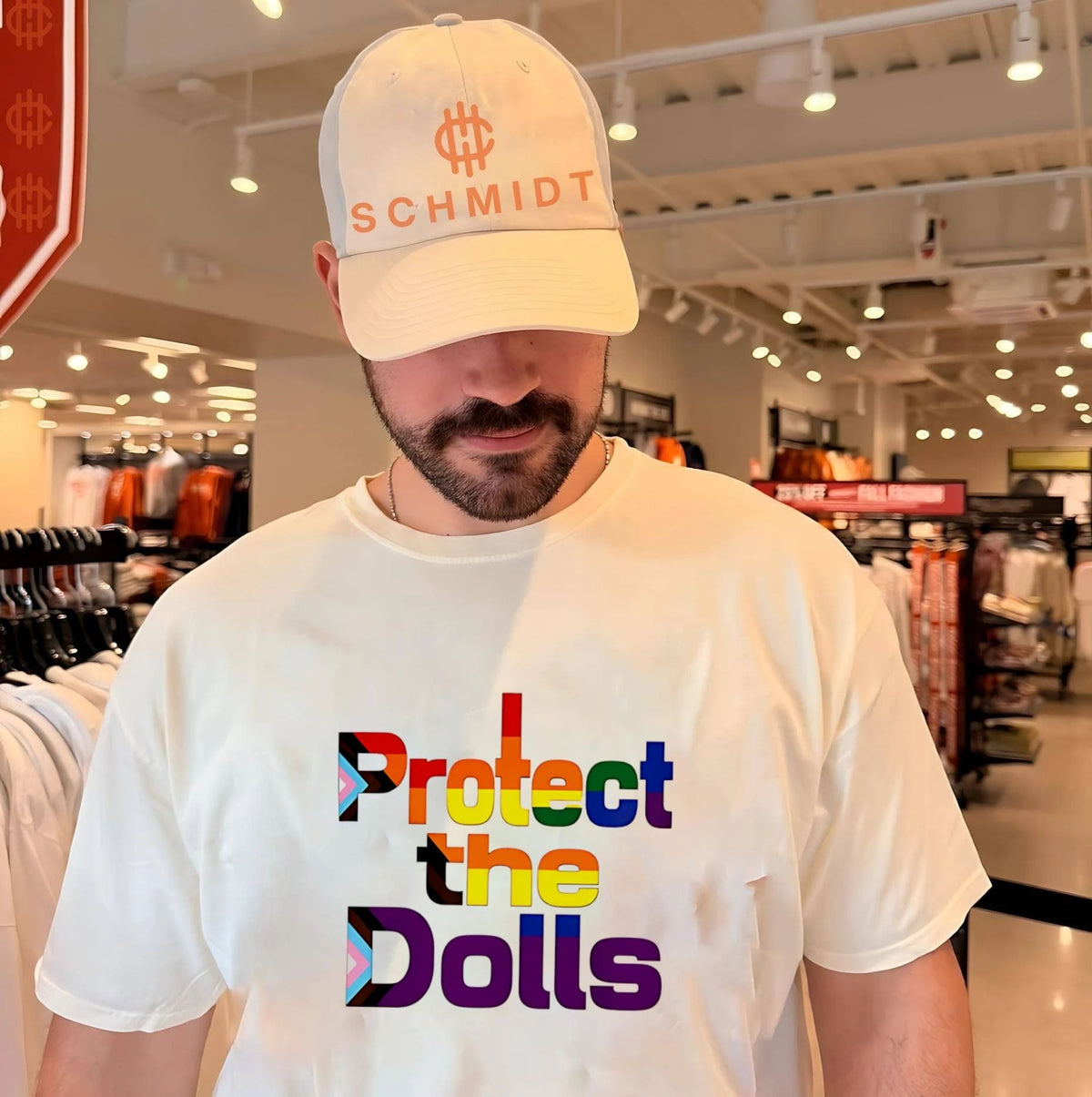 Protect the Dolls simple text rainbow shirt