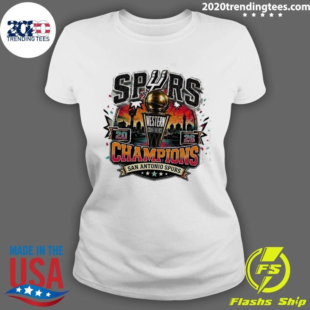 San Antonio Spurs Western Conference Champions 2026 Basketball Gold Trophy Shirt