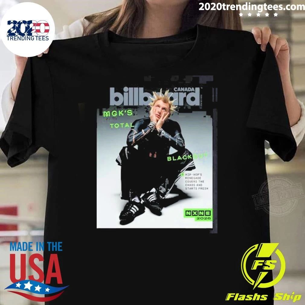Machine Gun Kelly MGK On The Cover Of Billboard Canada 2026 MGK’s Total Blackout Shirt