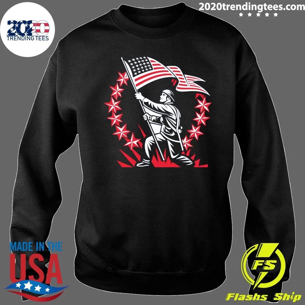 Patriotic American Flag Raising Soldier USA Pride Shirt