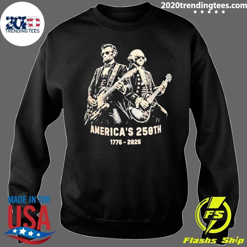 George Washington Lincoln Playing Guitar Funny 4th Of July 1776-2026 Shirt
