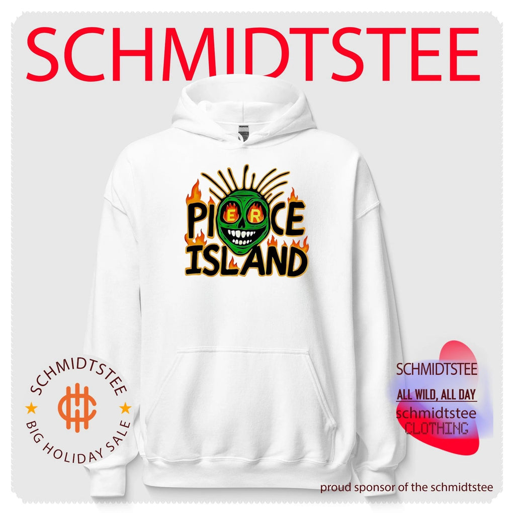 Spooky Island pierce Island green skull graphic shirt