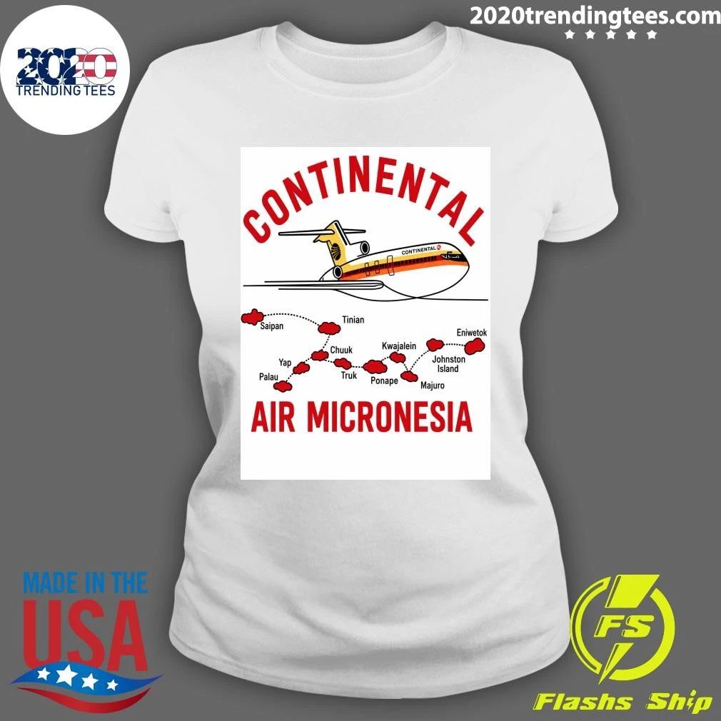Boeing 727 Continental Air Micronesia Airplane And Route Map Vintage Shirt