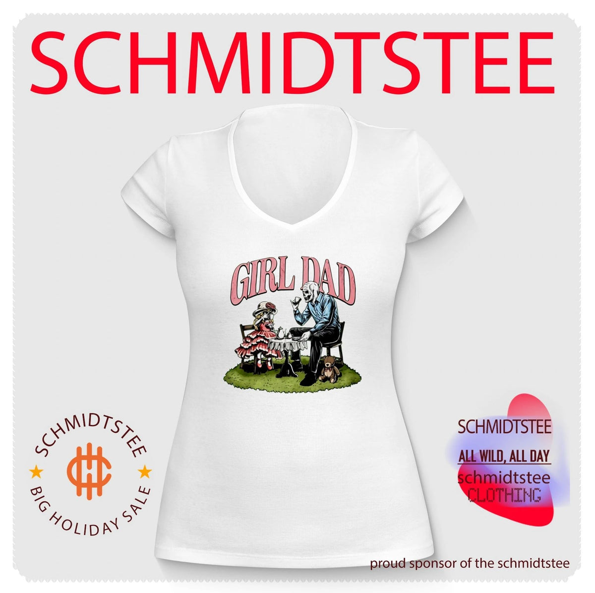 Girl Dad Skeleton Tea Party Fatherhood Shirt