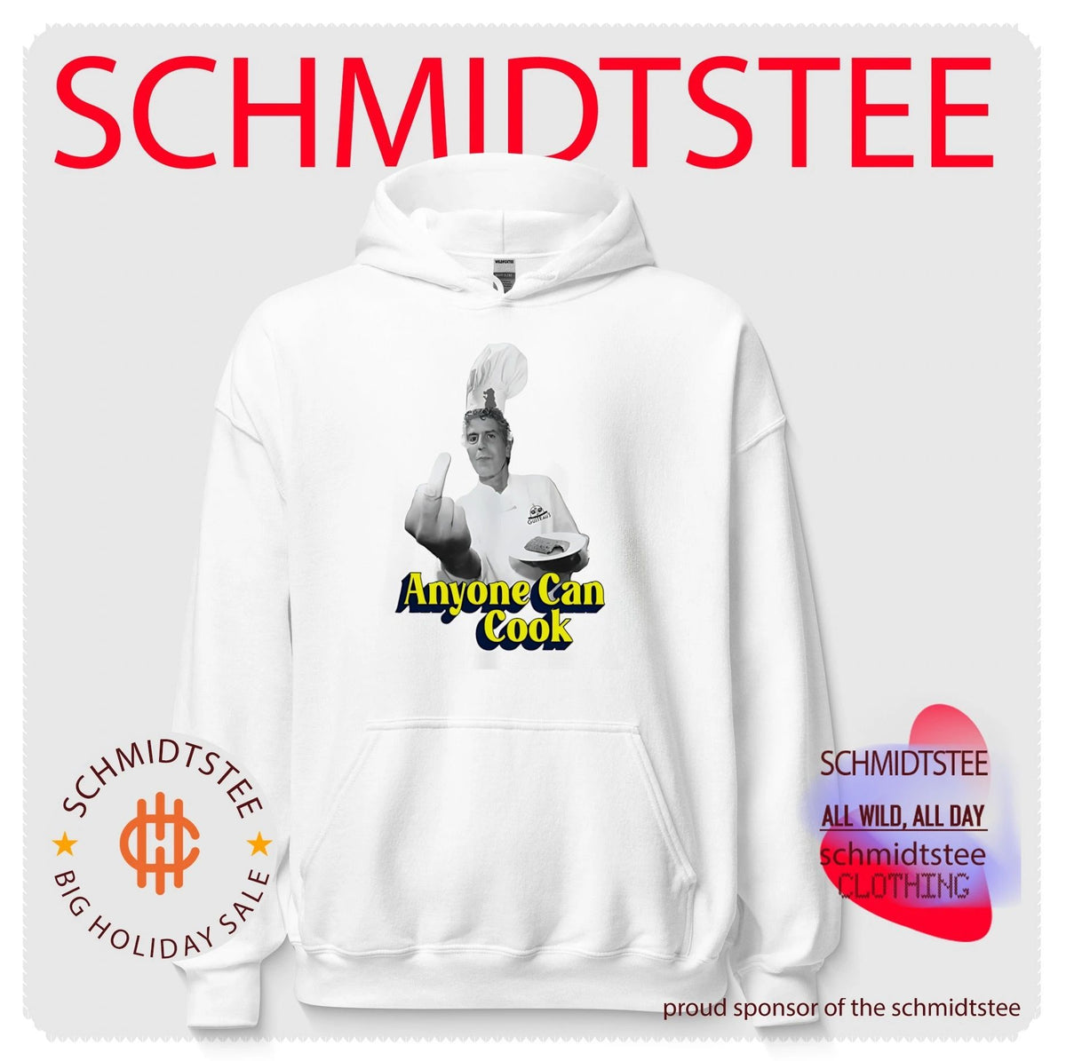 Chef Anthony Bourdain anyone can cook middle finger shirt
