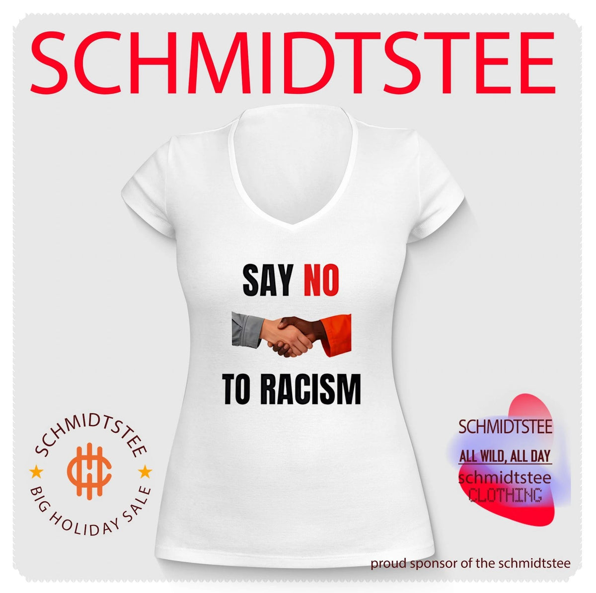 Say no to racism black hand and white hand shirt