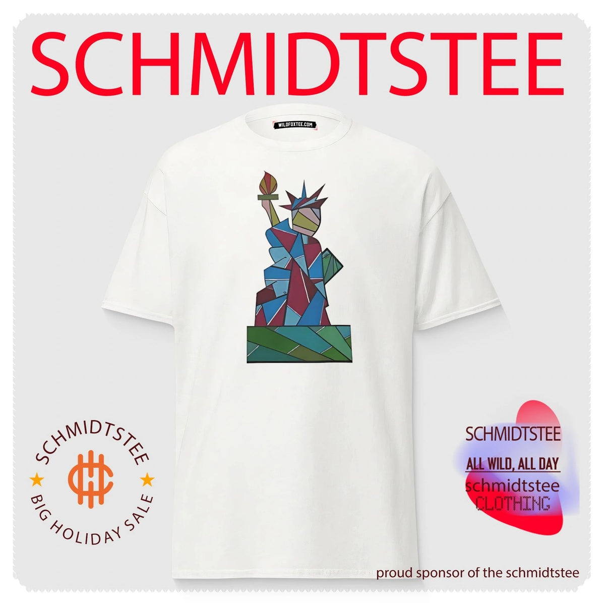 Statue of Liberty geometric stained glass style graphic shirt