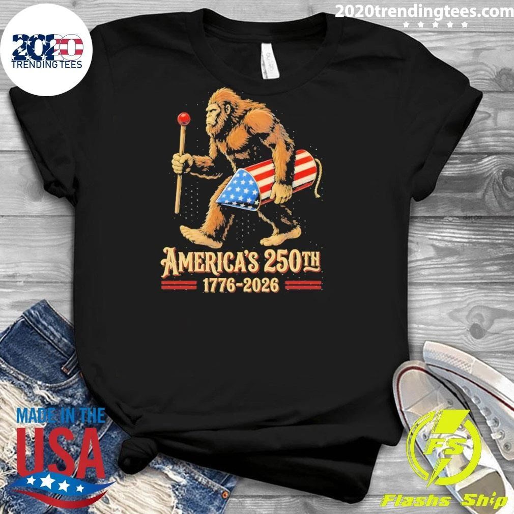 Bigfoot Carrying Patriotic Rocket With America’s 250th 1776 2026 Shirt