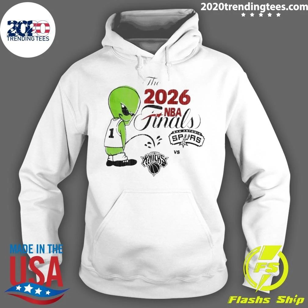 Spurs Vs Knicks Basketball Nba Finals 2026 Alien Peeing On Knicks Logo Funny Shirt