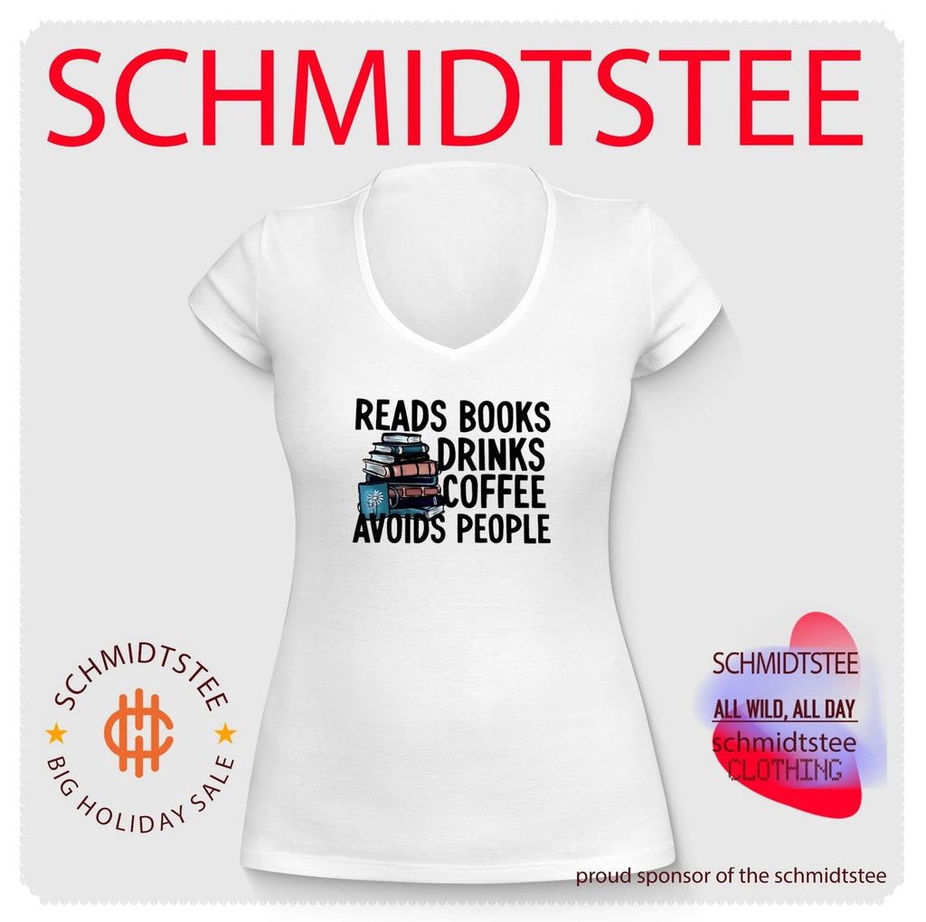 Reads books drinks coffee avoids people graphic shirt