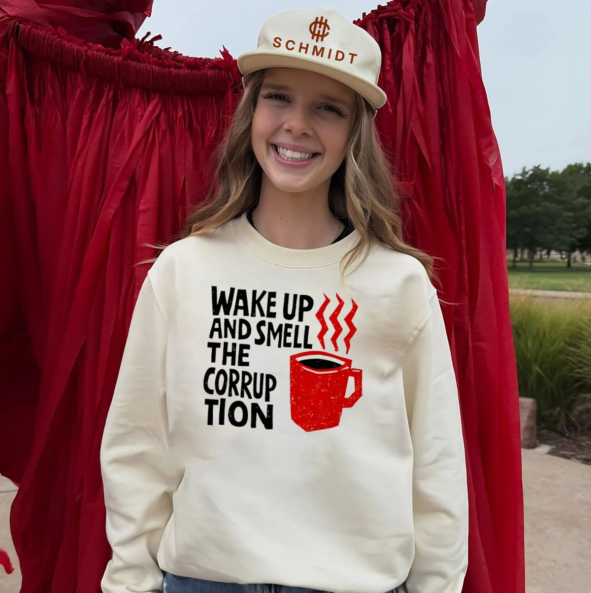 Wake up and smell the corruption graphic shirt