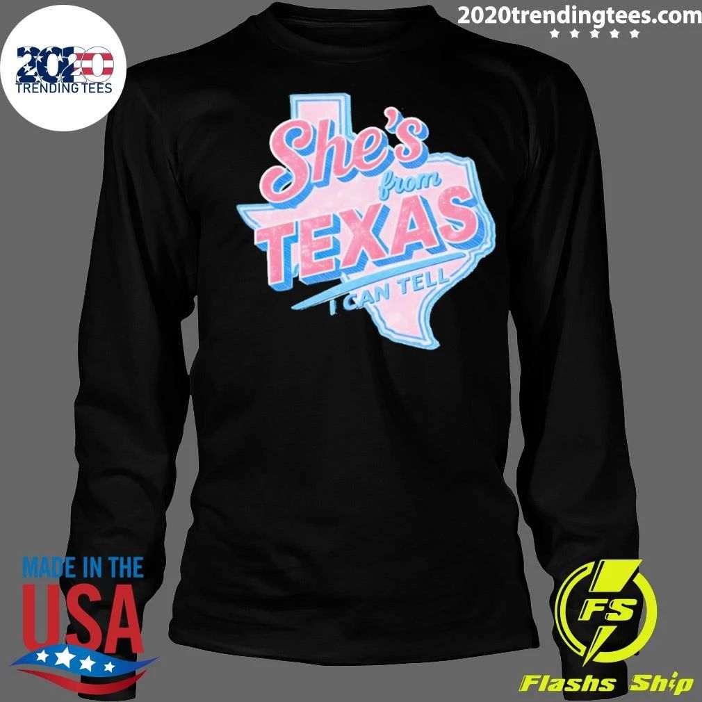 Map USA 2026 She’s From Texas I Can Tell Texas Vintage Shirt