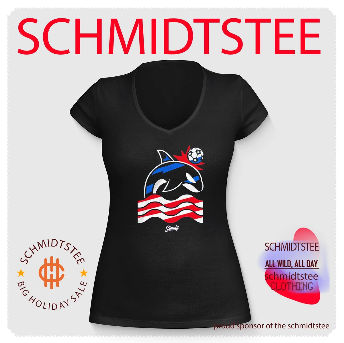 Simply Wild Whale Stars and Stripes Soccer shirt