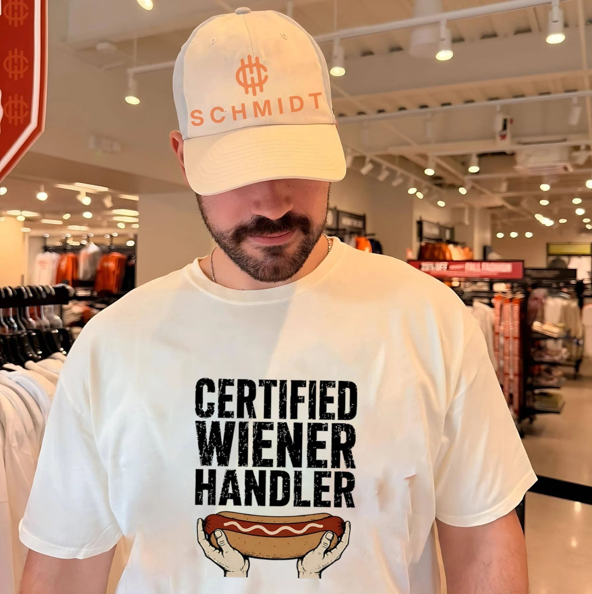 Certified wiener handler hotdog illustrated shirt