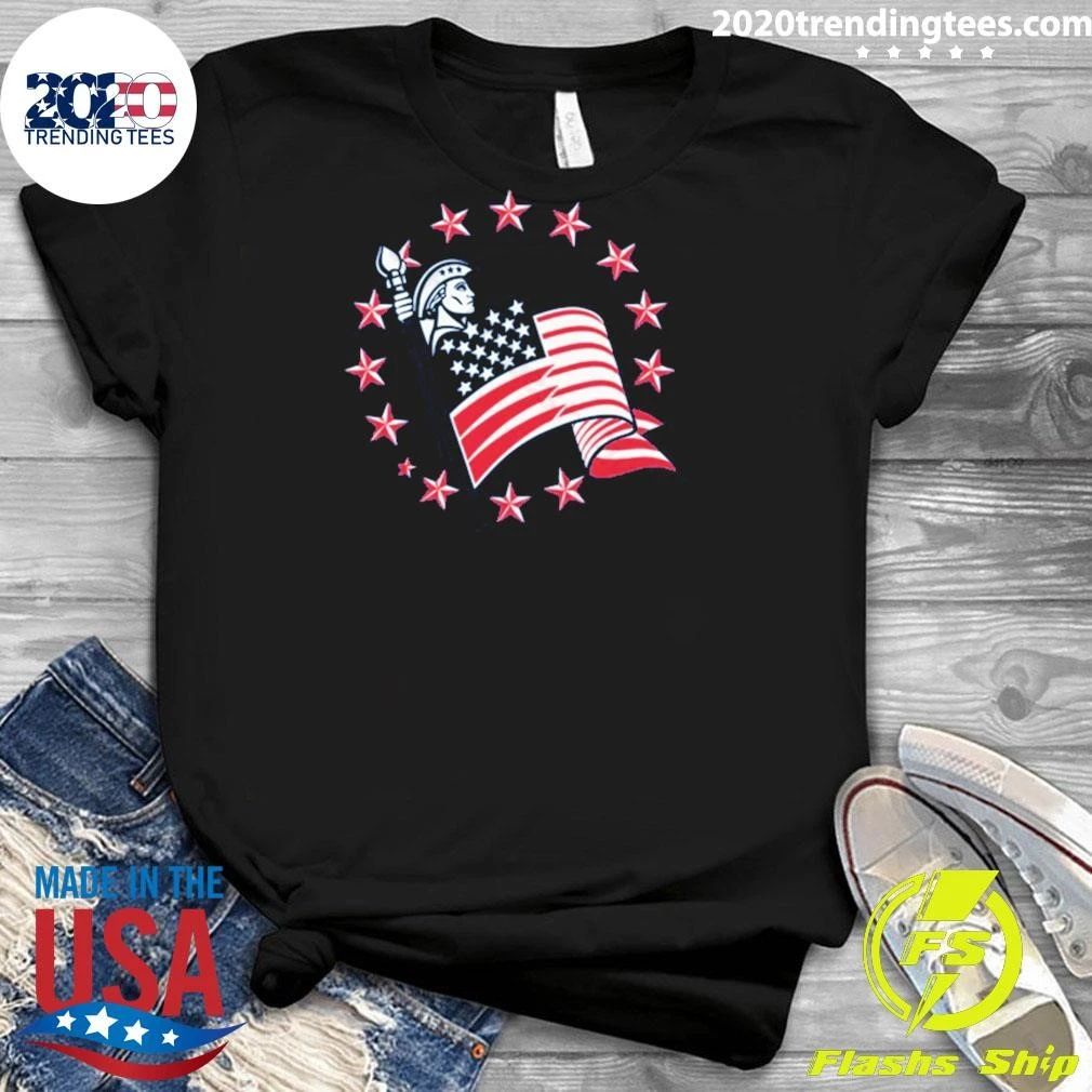 Patriotic Lady Liberty Holding American Flag USA Pride Shirt