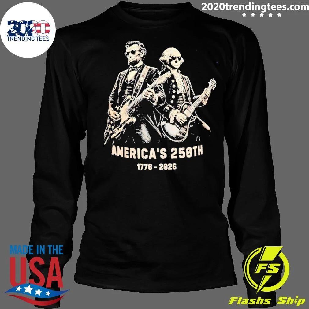 George Washington Lincoln Playing Guitar Funny 4th Of July 1776-2026 Shirt