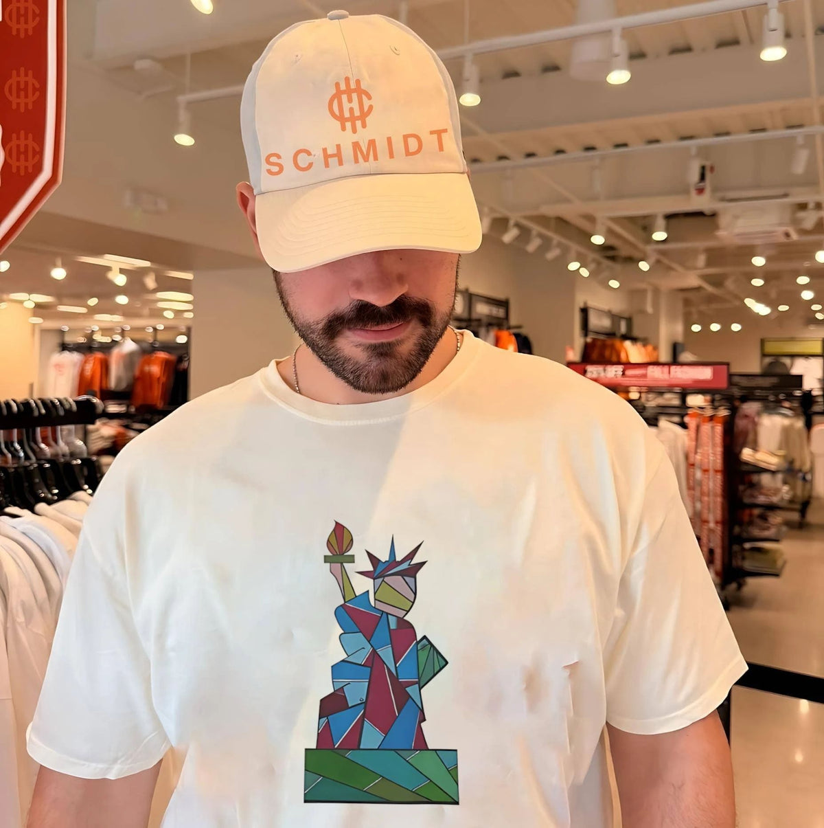 Statue of Liberty geometric stained glass style graphic shirt