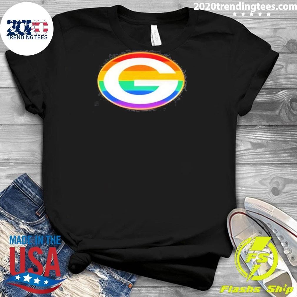 Green Bay Packers Rainbow Pride Fan Gear With G Logo Football Sports Team Shirt