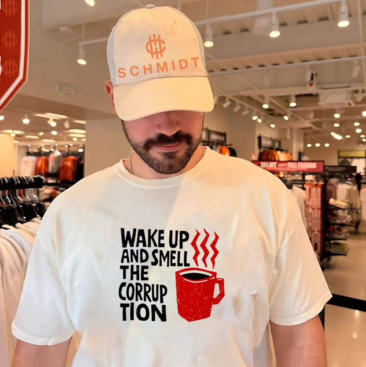 Wake up and smell the corruption graphic shirt