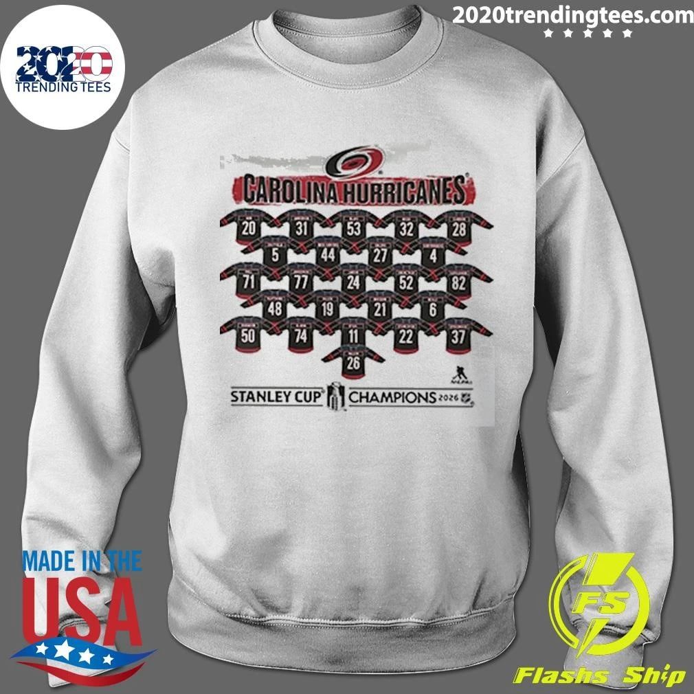 Carolina Hurricanes 2026 Stanley Cup Champions Roster V-neck 2 Sided Shirt