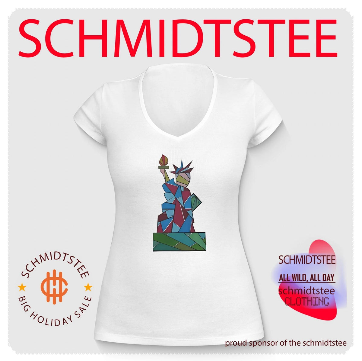 Statue of Liberty geometric stained glass style graphic shirt