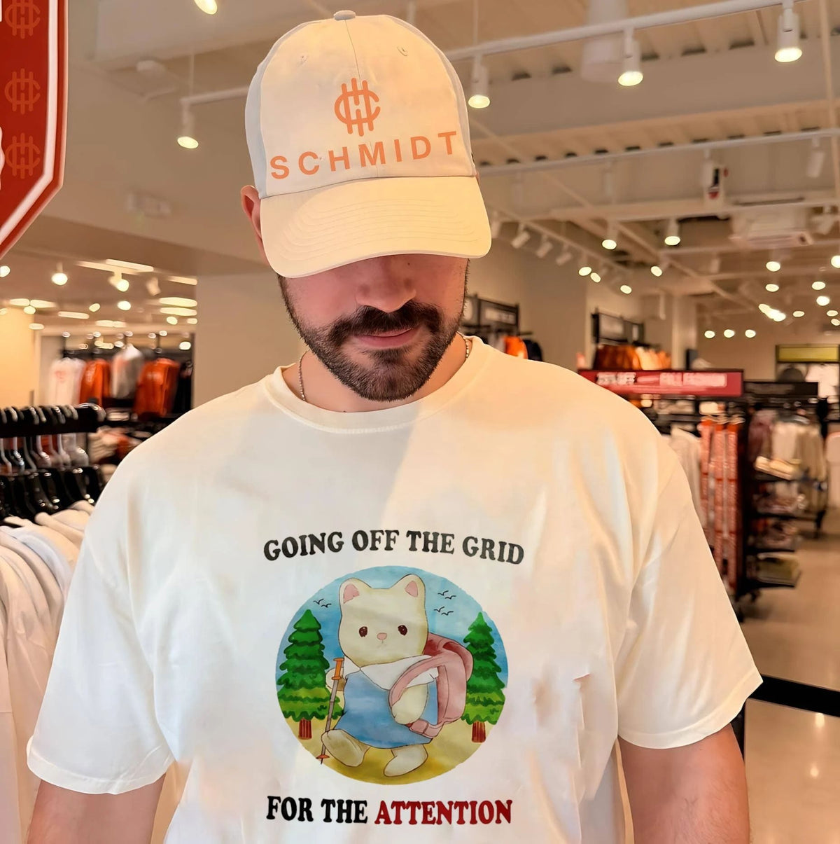 Going off the Grid for the Attention hiking cat shirt