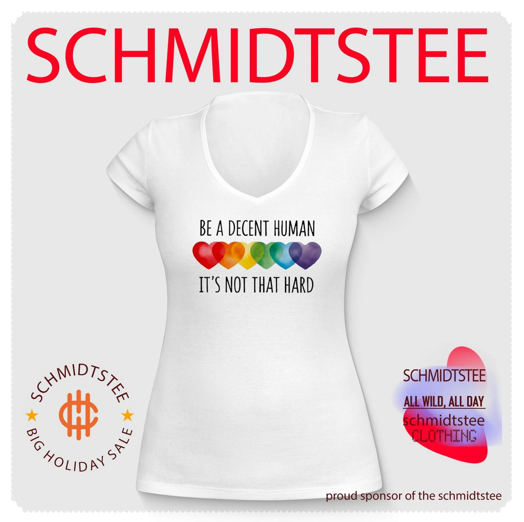 Be a decent human it’s not that hard rainbow hearts graphic shirt