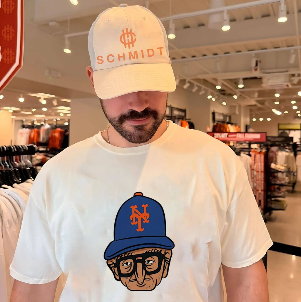 Old Jewish Men New York Mets big head caricature shirt