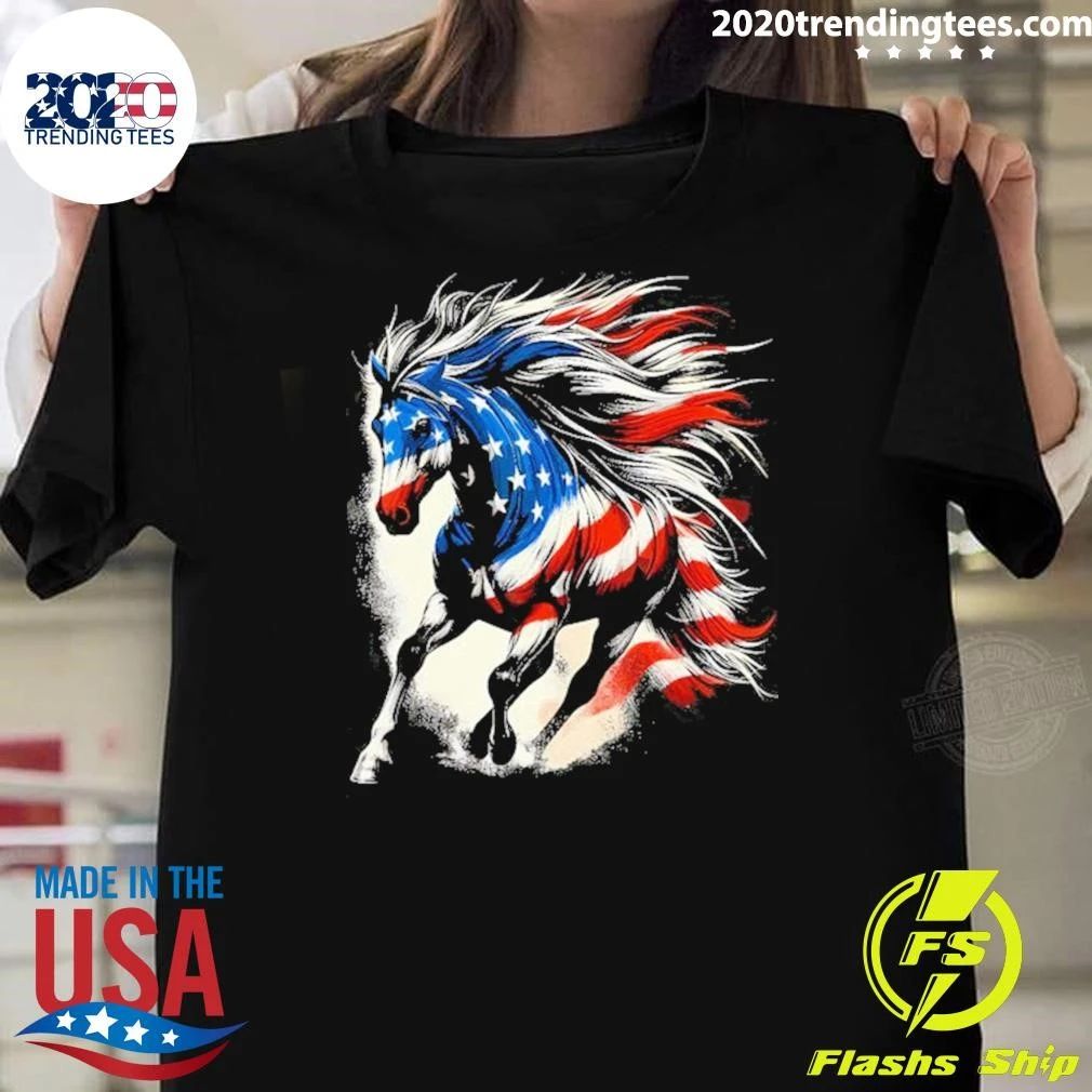 Horse American 4th Of July 2026 Flag USA Shirt
