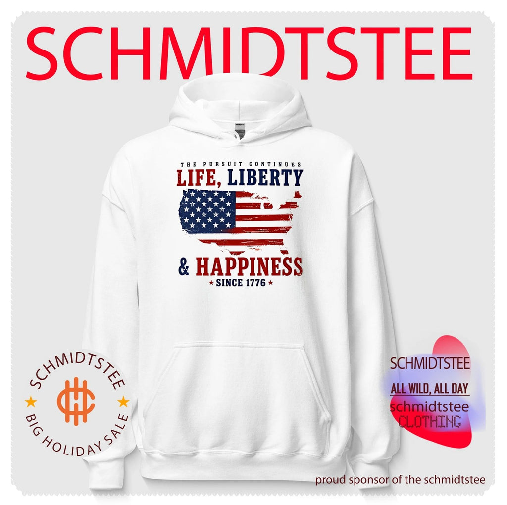 The pursuit continues life liberty and happiness since 1776 America flag shirt
