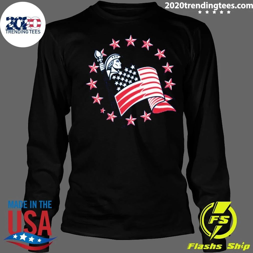 Patriotic Lady Liberty Holding American Flag USA Pride Shirt