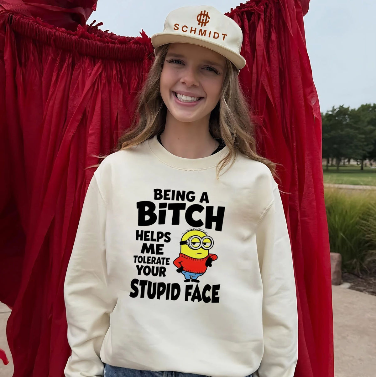 Minion Being a bitch helps me tolerate your stupid face minion shirt