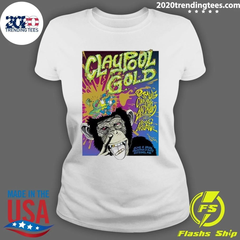 Claypool Gold Primus June 9, 2026 Portland ME Tee Shirt