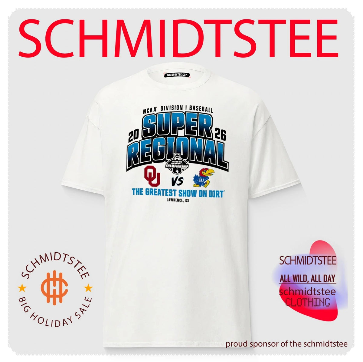 Oklahoma Sooners vs. Kansas Jayhawks 2026 NCAA Baseball Super Regional The Greatest Show on Dirt shirt